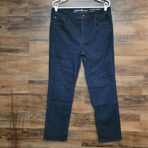 Eddie Bauer Jeans Size 14 Slightly Curvy Hi Rise Slim Straight Tummy Control - Picture 1 of 11